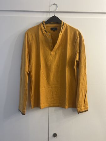 Men's Mustard Long Sleeve Henley Top Size S - Perfect for Au
