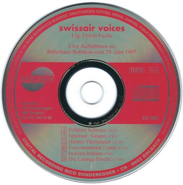 CD: Swissair Voices 1 CD 1997 – Usato da Gersau venduto da pjs_687j 1
