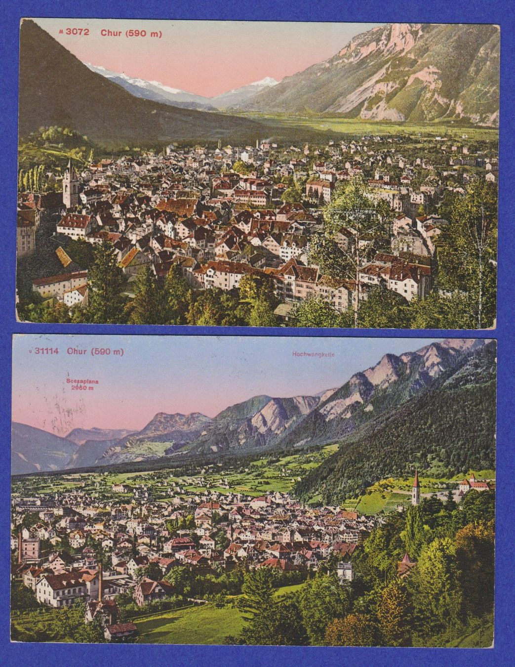 Ansichtskarten: Chur  (+ Bahnhof-Quartier) -  3 alte Ansichtskarten 1920er-J – Gebraucht aus Vitznau von Ropaku 3