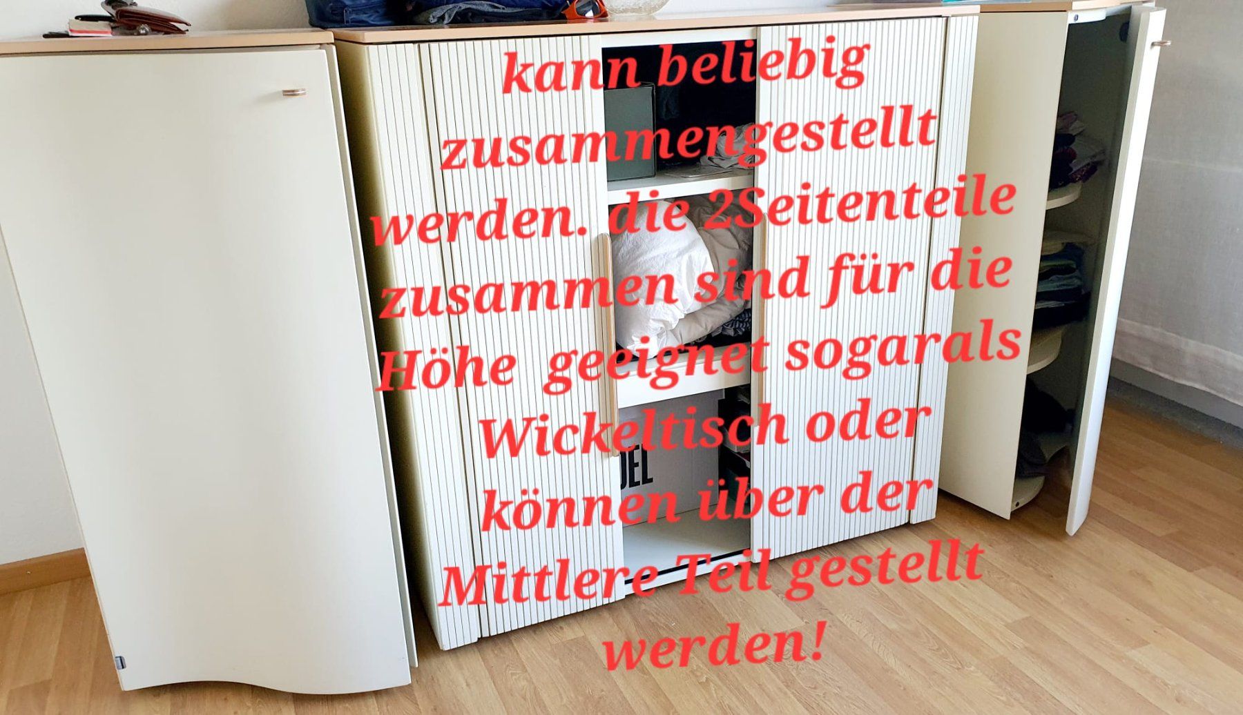 Cassettiere: Designer Highboard Swiss made MDF cremefarbig 3 Teile – Usato da Altdorf UR venduto da BLACKGARLIC 3