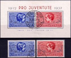 1937, Pro Juventute Block Nr. J83l/84l + Einzelwerte gest.