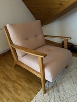 Fauteuil bois rose tissu bon état 50cm x 60cm x 75cm