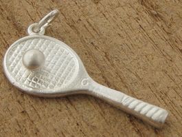 Vintage Charm Anhänger Silber 925 + MP Tennisschläger Ball