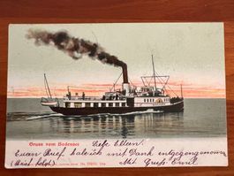 Postkarte Schiff König Wilhelm Bodensee 1905  (P285)