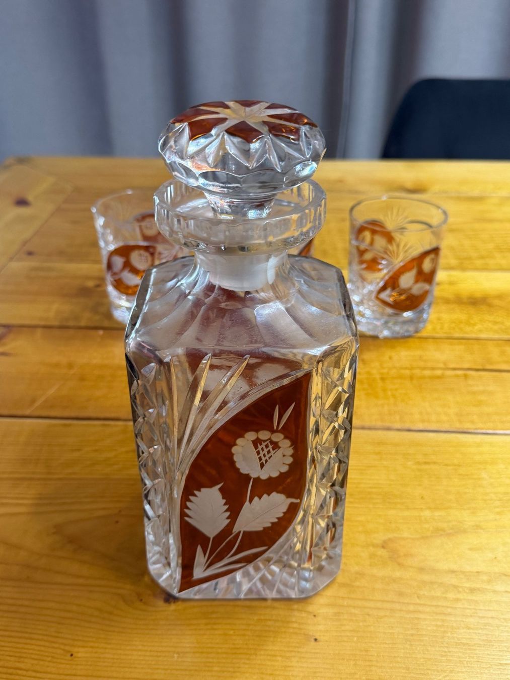 Caraffe: Vintage-Kristall Karaffe mit 4 Whiskygläser – Usato da Stetten AG venduto da Galata1 1