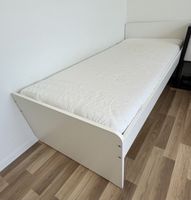 Bett weiss, 90x200, mit Matratze, Lattenrost, Rollcontainer
