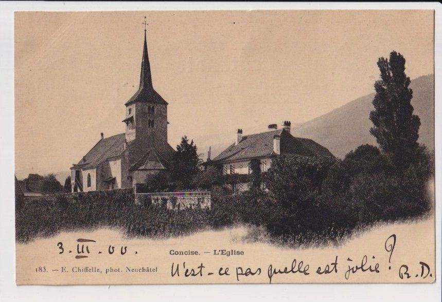 Cartoline postali: Concise – L’Église, 1900 – Usato da Fribourg venduto da AK_Fribourg