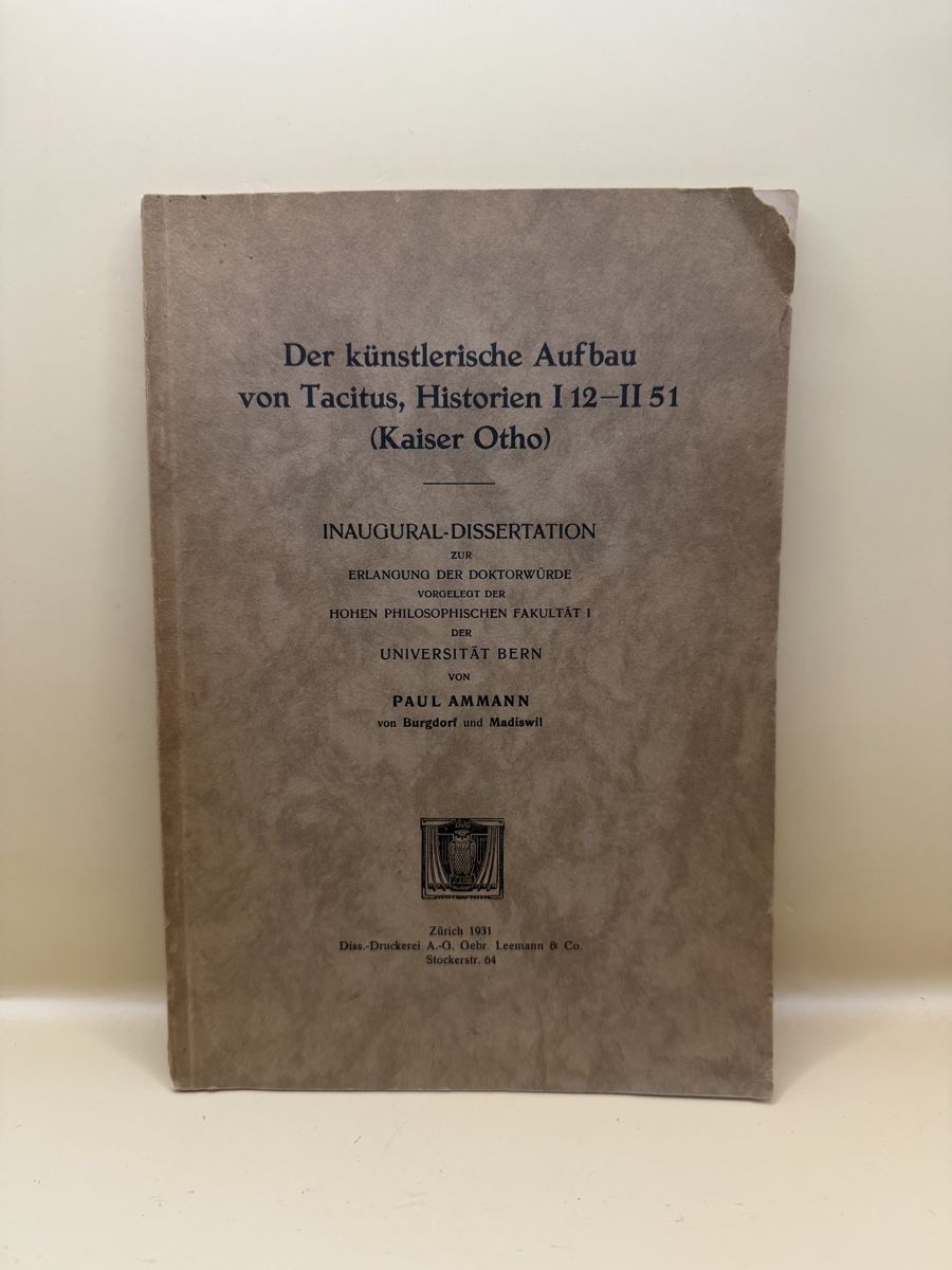 Bücher: Paul Ammann Tacitus Kaiser Otho Dissertation Bern 1931 – Gebraucht aus Genève von sho_67qj