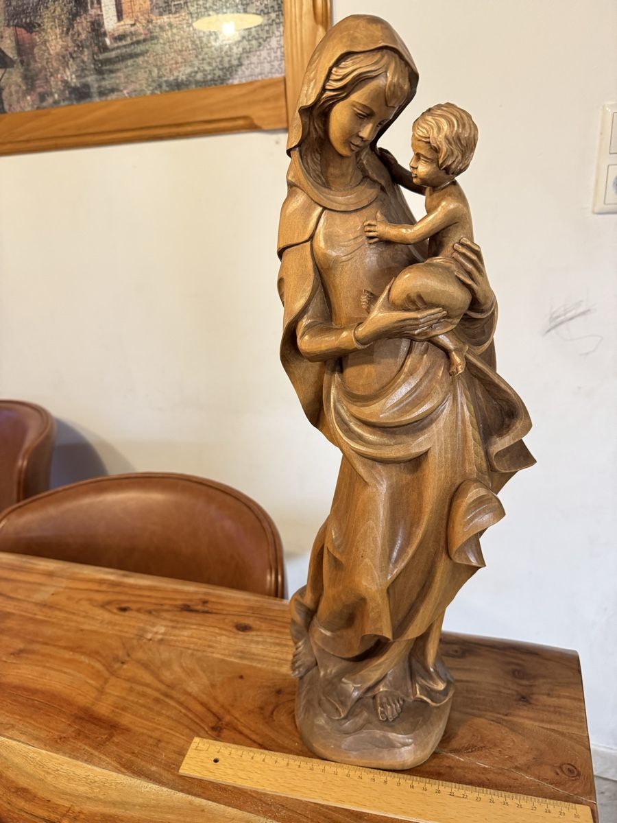 Sculture & Statue: Alte Heiligenfigur, Madonna mit Kind handgeschnitzte Massiv – Usato da Morges venduto da SevArt 3