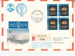 Hochalpen Ballonflug 1981 mit SBK B193 im 4er-Block