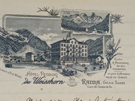 Litho Hotel Brief / Hotel du Weisshorn Randa VS von 1898