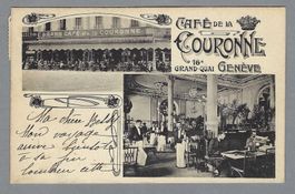 GENÈVE, 0 1909, GRAND CAFÉ DE LA COURONNE, JOLIE VUE ANIMÉE