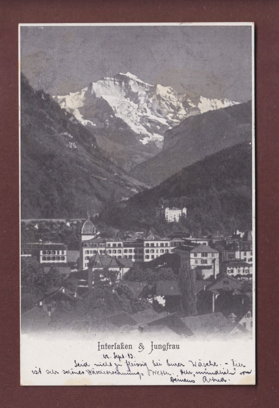 Cartoline postali: INTERLAKEN - Jungfrau - 1903 – Usato da Pully venduto da nicecards
