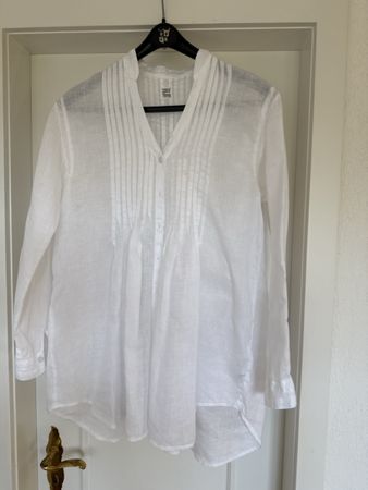 Sommerbluse aus Leinen, weiss, Grösse M-L - Neuwertig!
