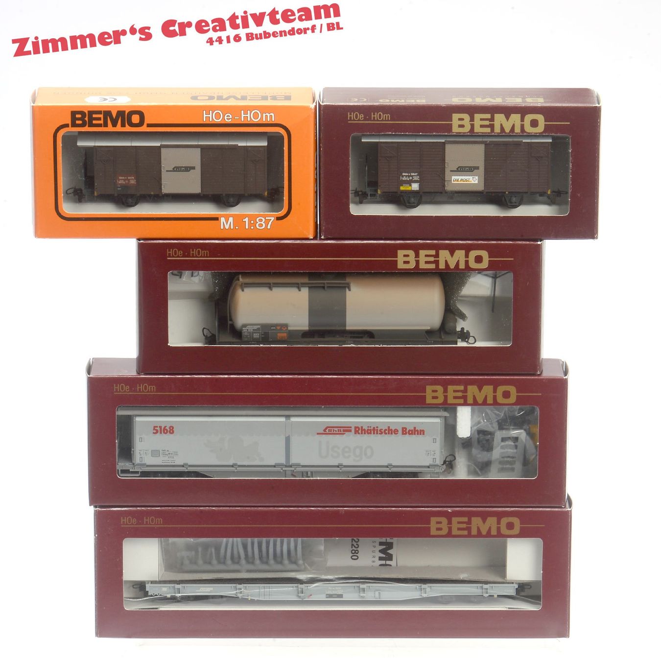 Bemo Modellini di ferrovie: 5 Bemo RhB Güterwagen, OVP – Usato da Bubendorf venduto da zimmers_creativteam