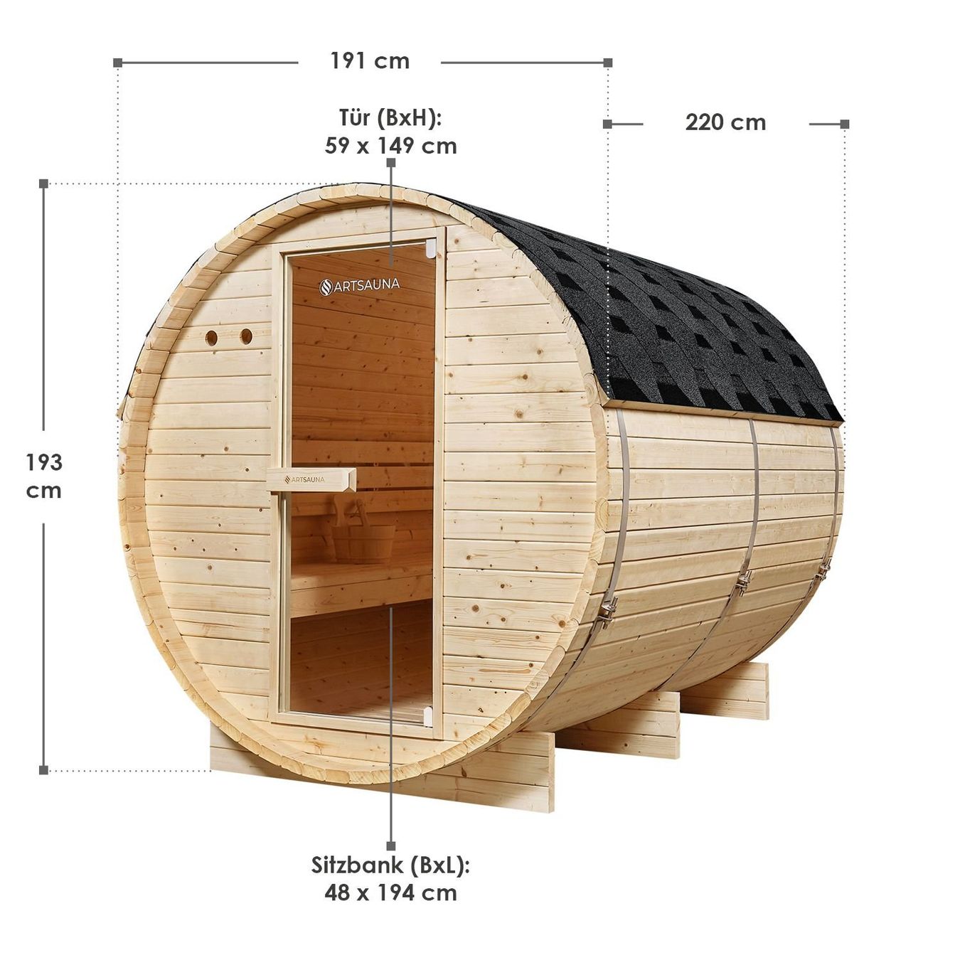 Sauna & Zubehör: Outdoor Fasssauna PALERMO220 – Neu und originalverpackt aus Wallenwil von toesstal-vertrieb 9