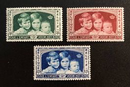 Belgien, Wohltätigkeitsmarken (1935), 3 Werte (*, mit Falz)