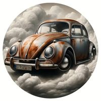 🚗 Vintage VW Käfer Auto Metallschild – Retro-Rundschild 🚗