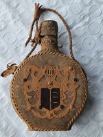 Antike Ledertasche Flasche Wappen Motiv für Wanderer 50ig...