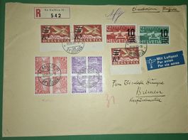 Flugpostbrief St. Gallen Aufbrauchsausgaben + Kehrdrücke 
