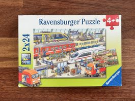 Puzzle Ravensburger 2x24 pièces - trains et camions!