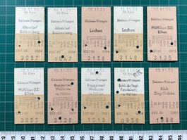 Siebnen - Wangen, Lot 10 entwertete Bahn Billete, 1983, SBB