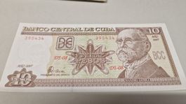 10 Pesos Geldschein Kuba, Jahr 2007, Maximo Gomez Figur