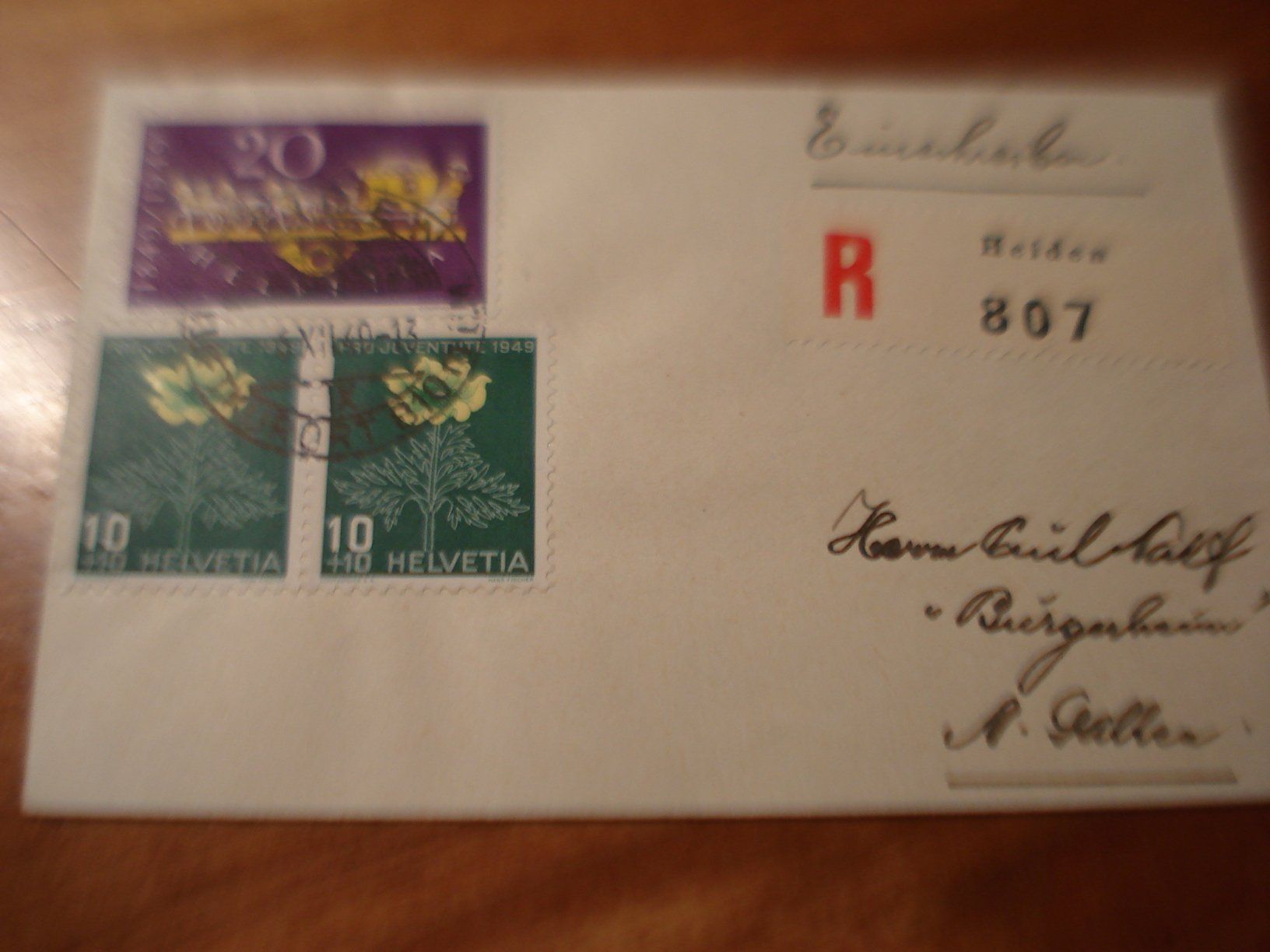 Alle Briefmarken: R-Brief 1949, o Heiden – Gebraucht aus Niederwil AG von morostahu