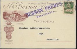 1921 Firmenkarte Litho illust. Besson, YVERDON Top ab 1.-