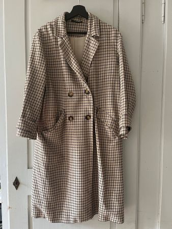 Mantel / Trench Coat / Karo / Beige / M