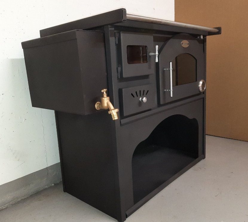 EEK A+ Holzofen Kochherd Verso Cs Plus Inox - 7.7 KW Mit Backfach In Edelstahl