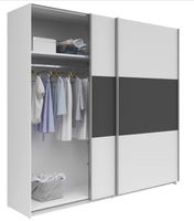 Schwebetürenschrank 218 × 210 × 59 cm – Graphit/Weiss – wie
