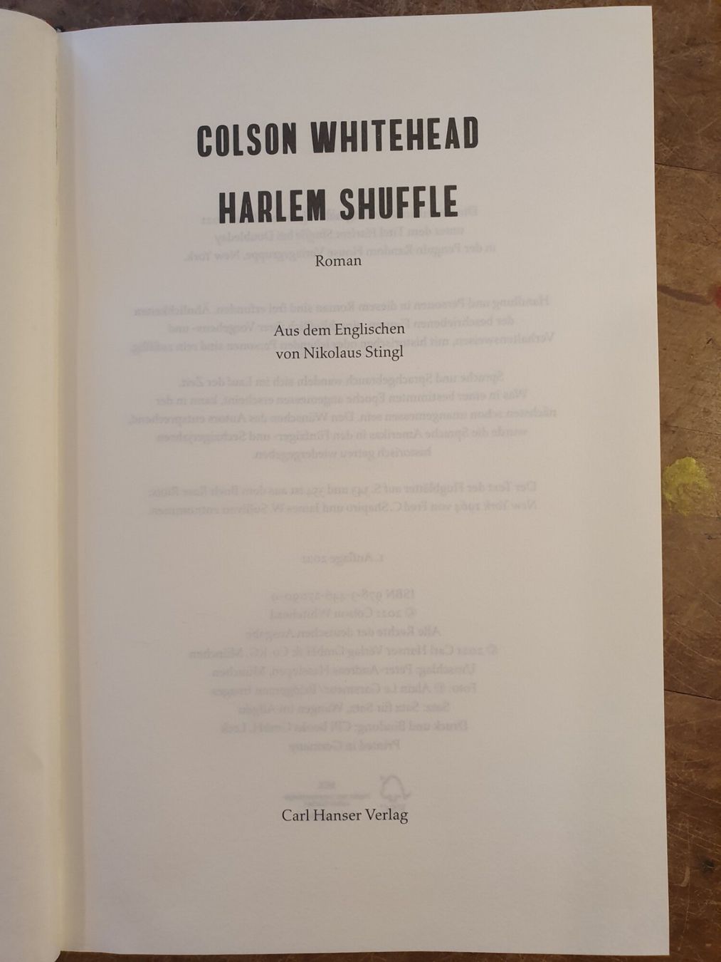 Bücher: Harlem Shuffle - Colson Whitehead - Hanser – Gebraucht aus Zürich von loosebone 1