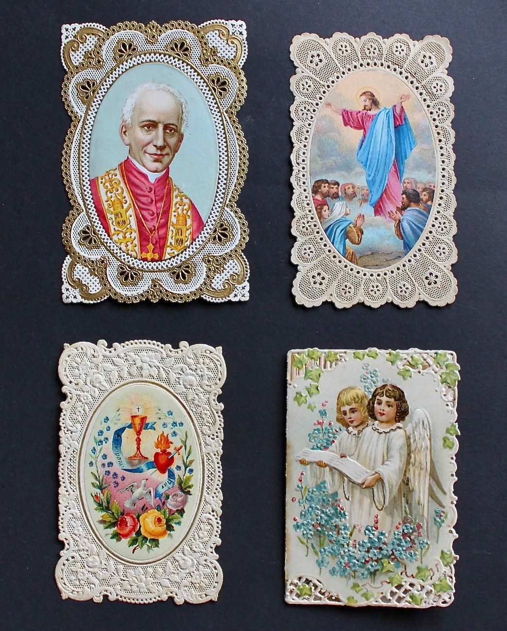 Incisioni: 4 ANDACHTSBILDER, SPITZENBILDER, 1870 UND UM 1900. – Usato da Grandcour venduto da Flowerstyle