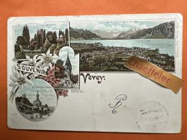  Vevey, Tour de Peilz, Vevey et la Dent du Midi. La Chapelle
