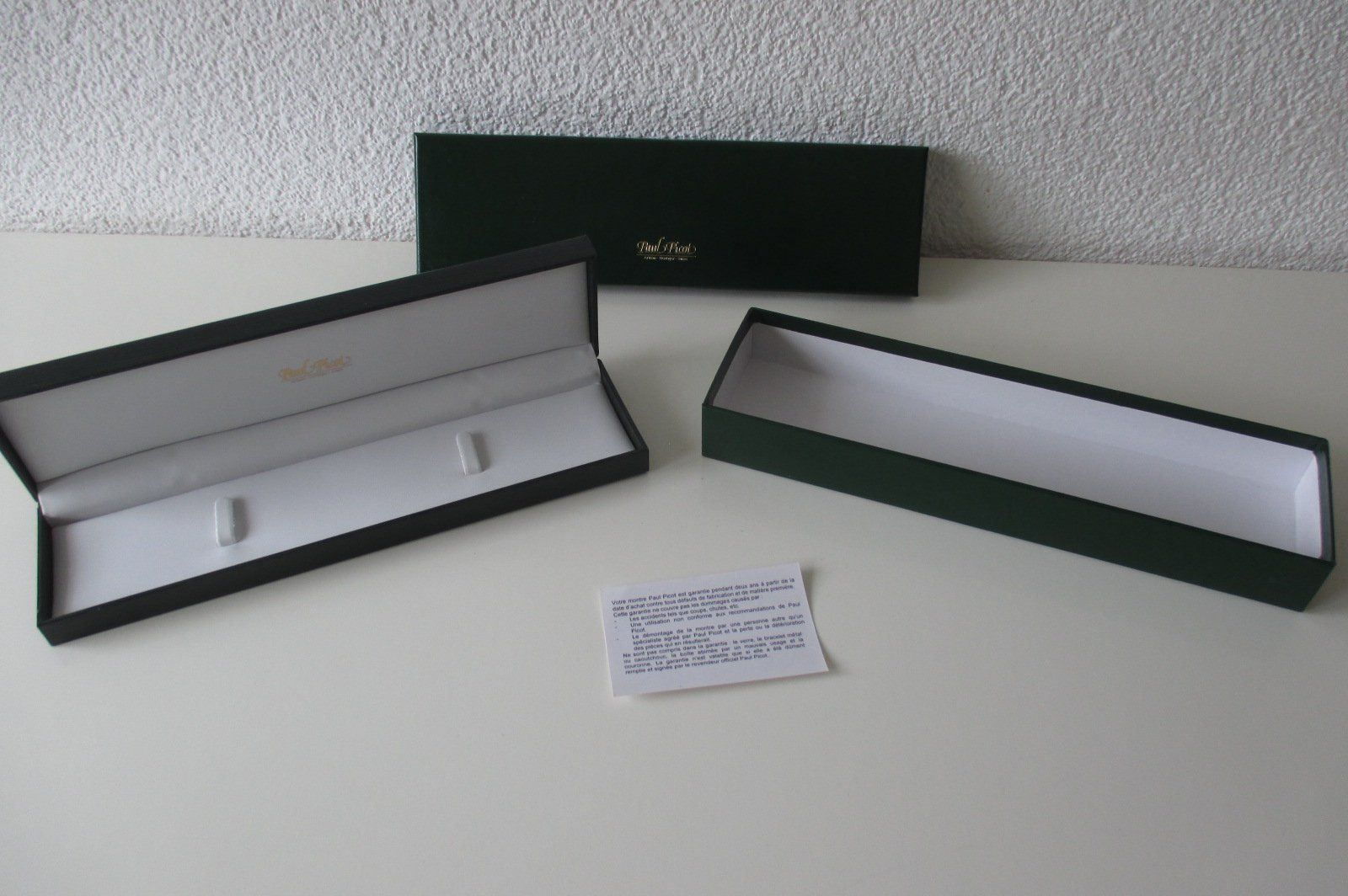 Scatole porta orologi: Paul Picot Uhrenbox lange Version, NEU – Nuovo e nell'imballaggio originale da Grenchen venduto da elibethma