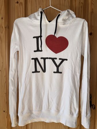 Weisser "I love NY" Hoodie, Gr. S