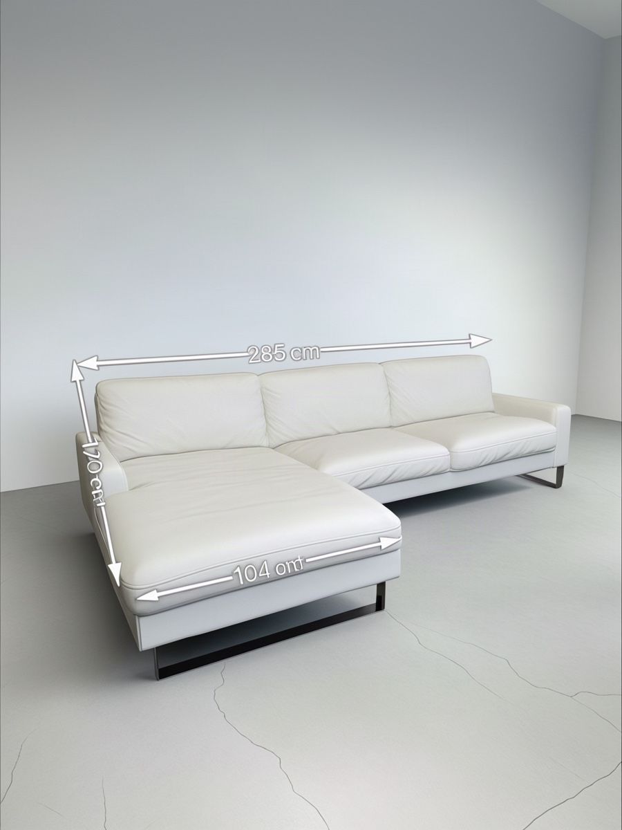 Sofas: Weißes Ecksofa aus echtem Rindsleder, verchromte Beine – Gebraucht aus Fehraltorf von Sofalab.swiss 6