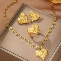 18k vergoldete Herz Schmuckset: Halskette, Ohrringe, Ring❤️