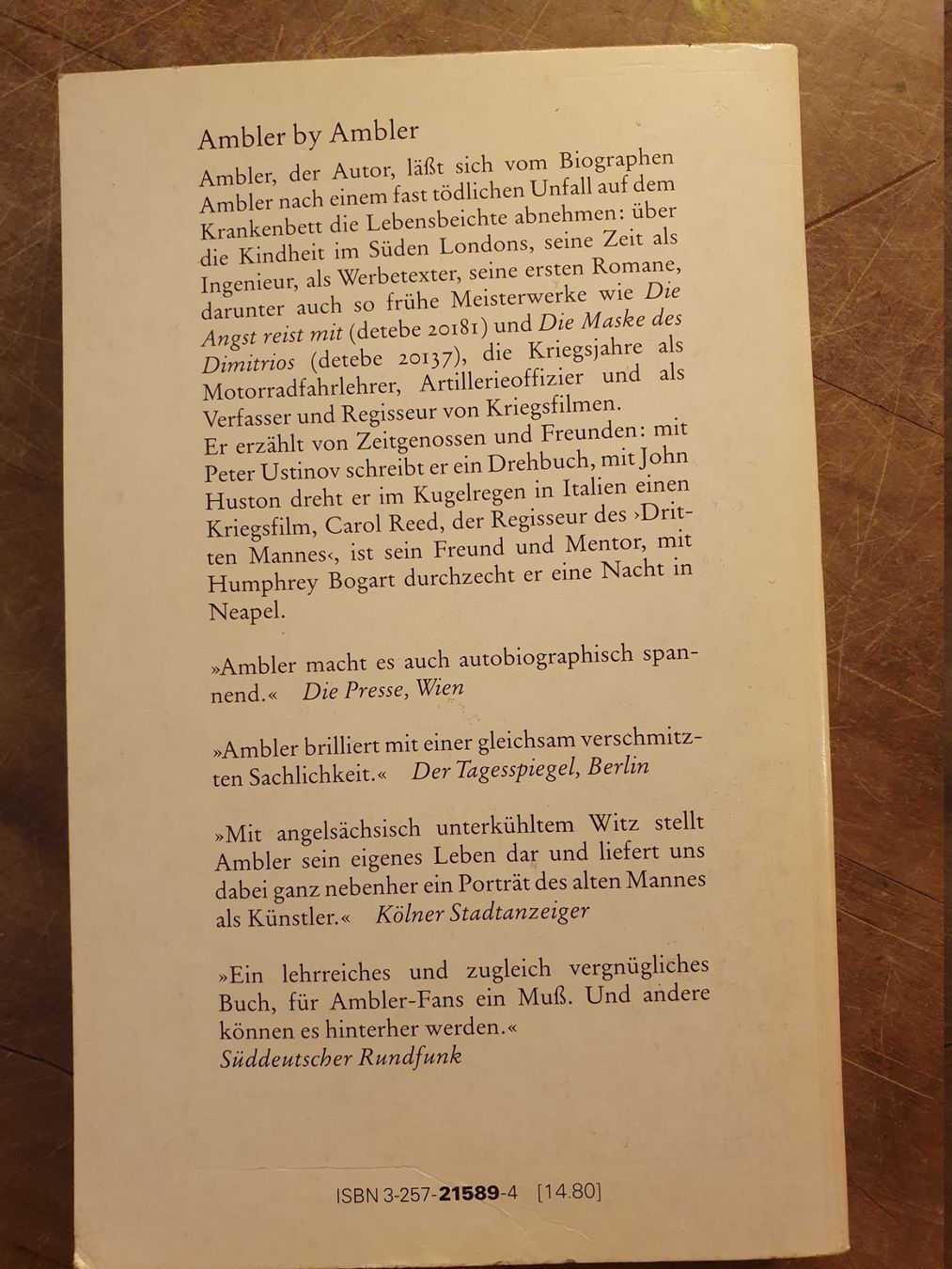 Libri: Ambler Ba Ambler - Eric Ambler – Usato da Zürich venduto da loosebone 7