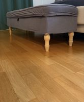 Grey Storage Bench Ottoman with Wooden Legs, Great Condition