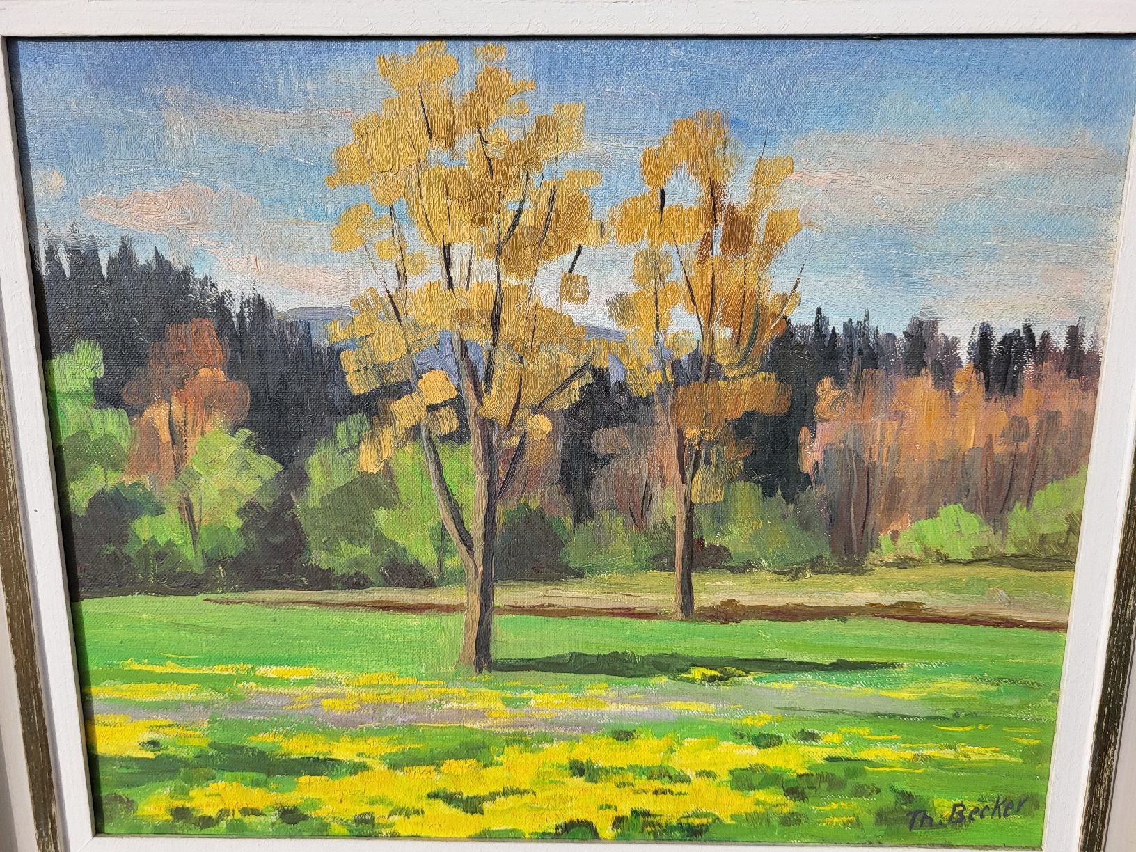 Dipinti: Joli petit tableau printanier par Th. Becker 80er. – Usato da Vevey venduto da oldiz