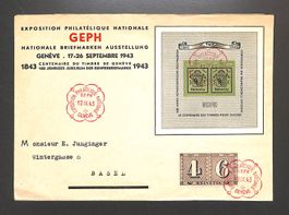 1943 FDC Block GEPH Expositon Philatélique GENÈVE - LUXUS