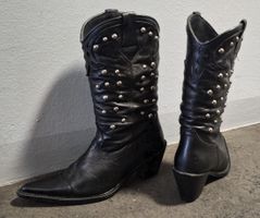 🤠Schwarze Cowboy Westernstiefel/Boots mit Nieten,Gr.36,