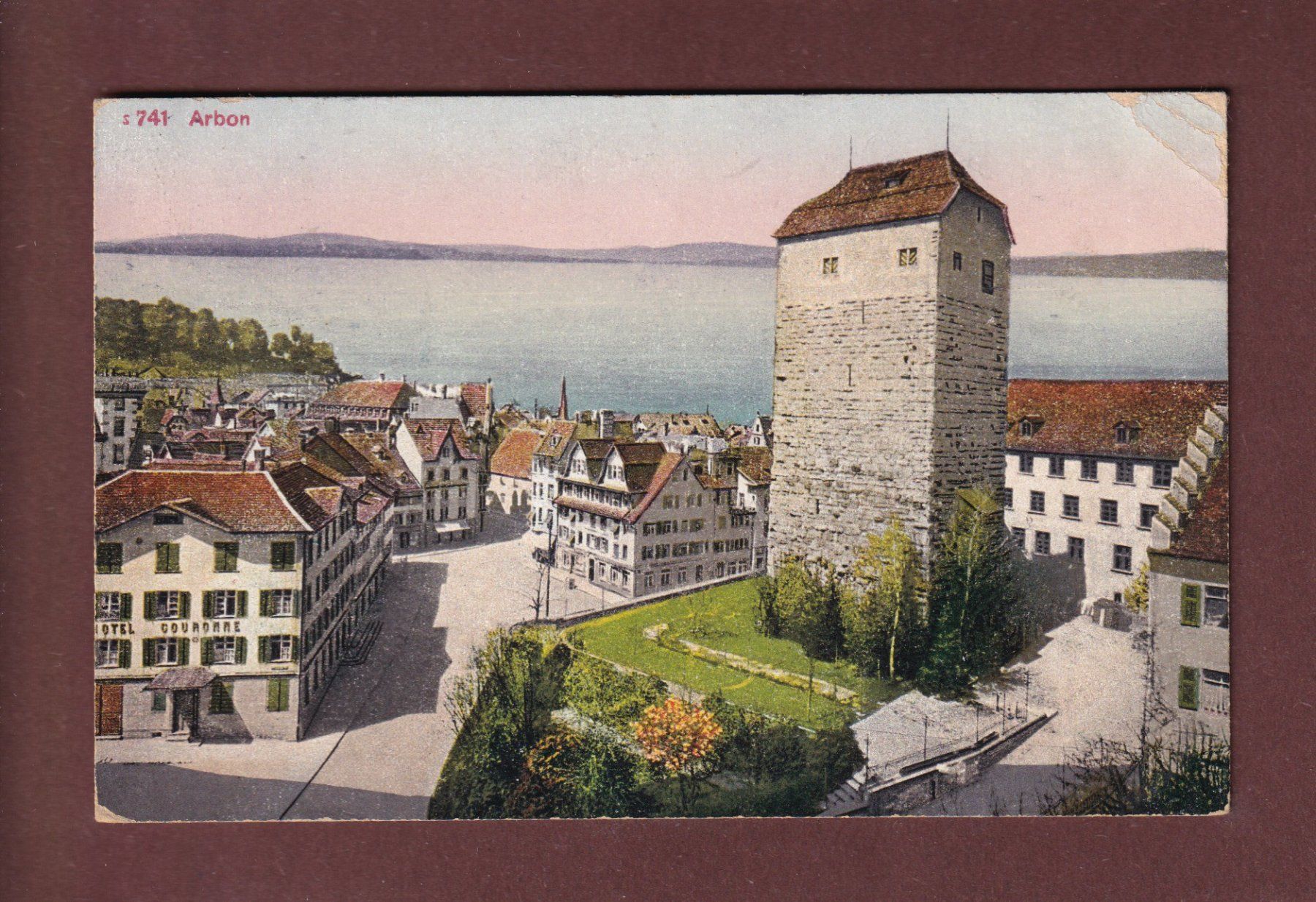Cartoline postali: ARBON - Teil mit Hotel Couronne - 1923 // Eckbug // – Usato da Pully venduto da nicecards-shop