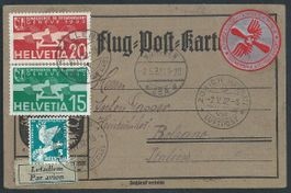 Flugpost Schweiz 1932 Zürich München Bozen Luftpost Vignette
