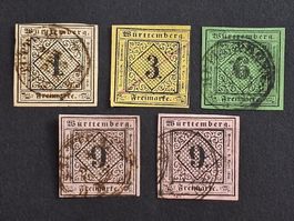 Württemberg Erstausgaben Mi-Nr.1-4 a/b Gestempelt 350 Fr
