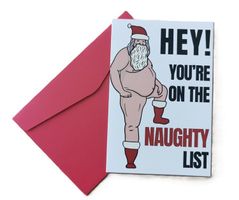 Weihnachtskarte HEY! You're on the naughty list  (neu, OVP)