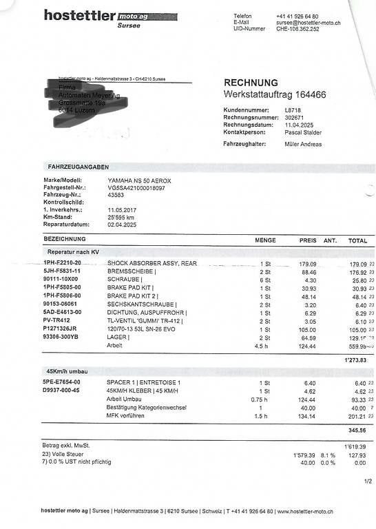 Scooters: Yamaha NS50 Aerox – D'occasion à Gunzwil par mueller-geisseler 4