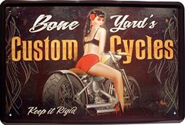 Blechschild-CUSTOM CYLES PIN UP GIRL